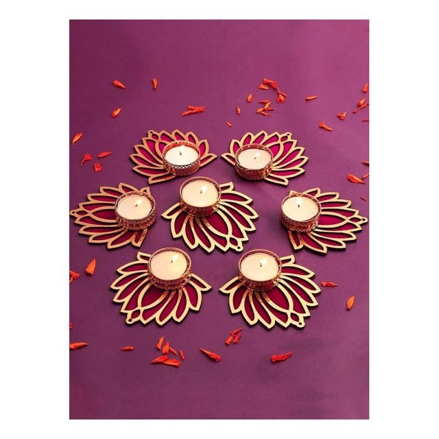 Tied Ribbons Lotus Tealight Holders, Set of 7